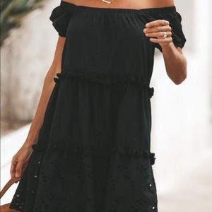 Vici Nepenthe Cotton Eyelet + Tassel Dress - Black